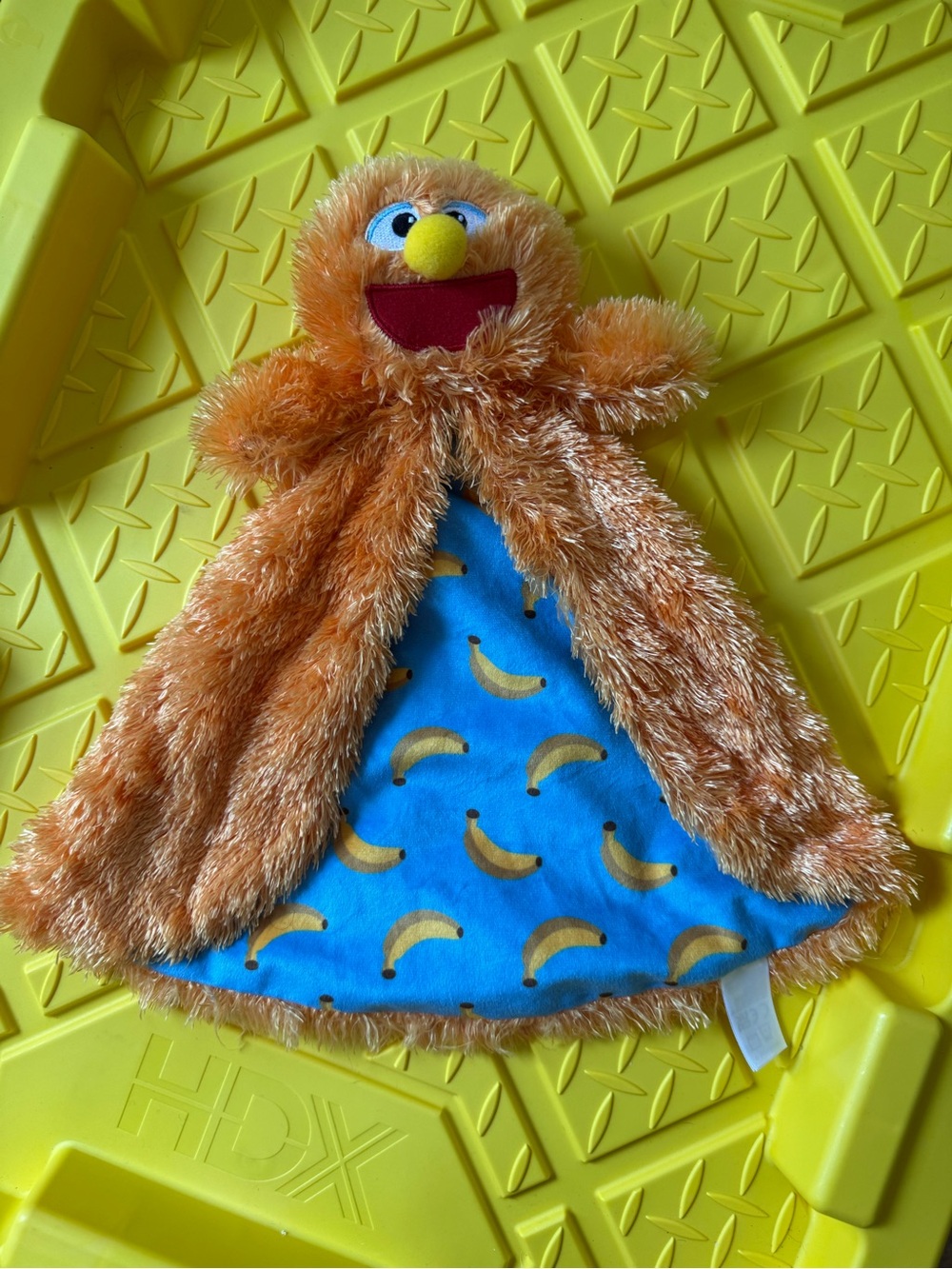 Ma. Rachel Orange Plush Herbie Lovey with Blue Banana Print